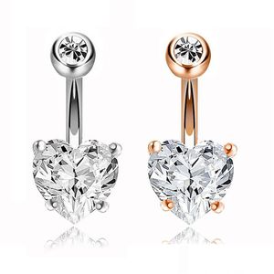 Favor de fiesta Crystal Belly Button Acero inoxidable perforado Diamond Heart Ring Pendant Ladies Fashion Jewelry Drop Delivery Home Gar Dhkxb