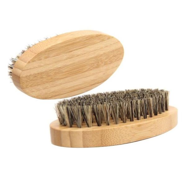 Party Favor Logo personnalisé Brosse à barbe en bambou Poils de sanglier Ovale Facial pour hommes Toilettage Amazon Drop Livraison Maison Jardin Festif Su Otynh