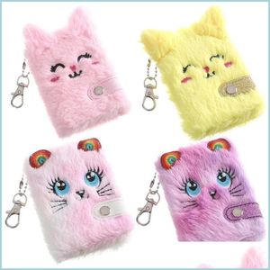 Party Favor Mignon Chat En Peluche Carnet Pour Les Filles Party Favor Kawaii Pendentif Porte-clés Chats À Fourrure Planificateur Quotidien Journal Livre Bloc-Notes Drop Dhjs5