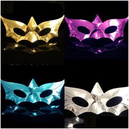 Party Gunst Dancing Masks Halloween Half Face False Front Festival Stage Performance Gold Sliver Color Plastic Mask Verkopen 0 35bq L Dhjin