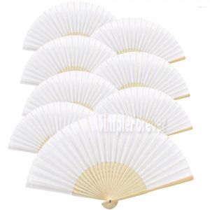 Party Favor DHL Wholesale 100pcs / lot blanc pliant élégant Fan de main en soie pour les faveurs de mariage cadeau 21cm