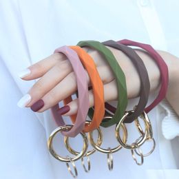 Party Favor DHS 17 Couleurs Sile Porte-clés Bracelets Bracelets Porte-clés O En Forme De Bracelet Bracelet Cercle Charme Porte-clés Porte-clés Drop Delive Dhzcf