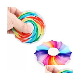 Party Favor DHS 37 jours Livraison Crossborder Doubleface Colorf Fingertip Toupie Rainbow Color Finger Decompression Toy Cadeau F Dhm1E