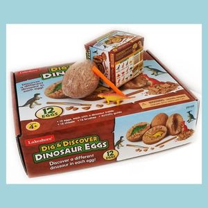 Party Favor Dig Diser Dino Egg Excavation Toy Kit Unique Dinosaur Eggs Easter Archaeology Science Gift Favors para niños 12 modelos Dro Dhqmk