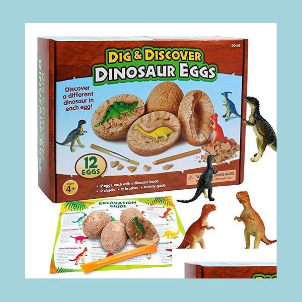 Party Favor Dig Diser Dino Egg Excavation Kit de juguete Unique Dinosaur Eggs Easter Archaeology Science Gift Favors para niños Boy Girl Drop Dhsja