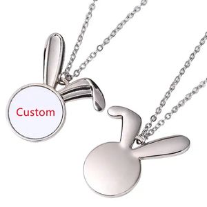 Collier pendentif en forme de lapin mignon en alliage de zinc personnalisé, personnalisé par sublimation, DIY