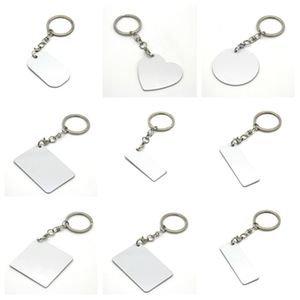 Party Favor Double Face Transfert De Chaleur Porte-clés Pendentif Sublimation Blanc Porte-clés En Métal Bagages Décoration Porte-clés DIY Cadeau T2I52229