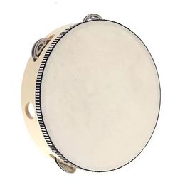 Party Gunst Drum 6 inches Tambourine Bell Hand vastgehouden Birch Metal Jingles Kids School Musical Toy KTV Party Percussion Toy 829