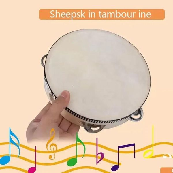 Party Favor Drum 6 pouces Tambourin Bell Hand Held Birch Metal Jingles Enfants École Musical Jouet KTV Percussion Sxjun27 Drop Livraison Dh89W