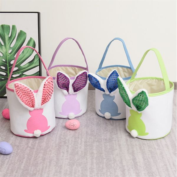 Party Favor Oeuf de Pâques Panier à main Enfants Lapin Sac à main Oeufs du jour de Pâques Seau Oreilles de lapin Cadeau de bonbons Sac fourre-tout par mer T9I002568