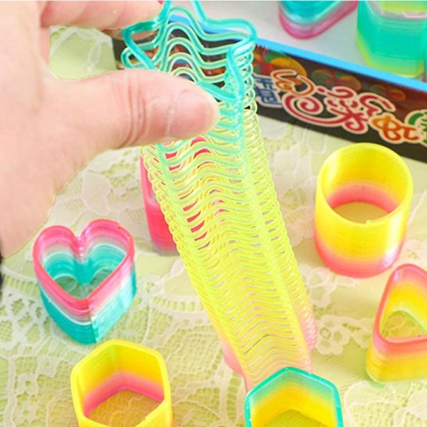 Favor de fiesta Educativo Rainbow Neon Plastic Spring Toys para niños y niñas Polygonal Magic Springs Cumpleaños 12pcs