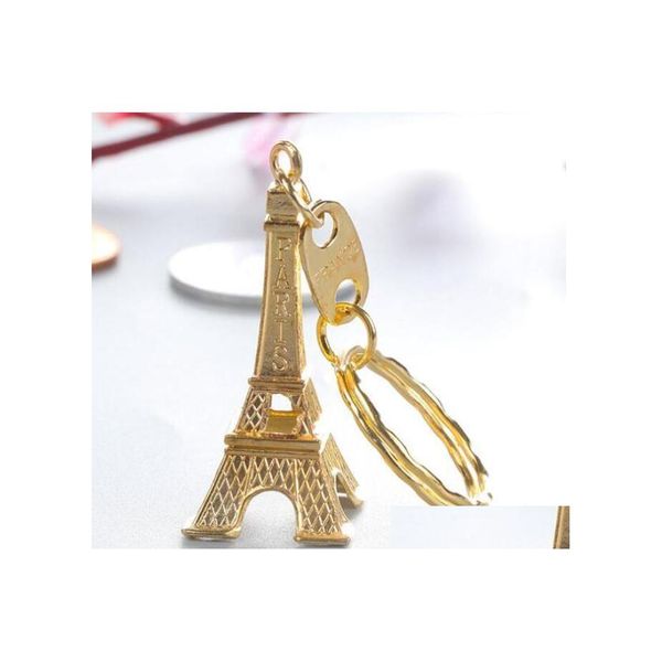 Favor de fiesta Torre Eiffel Llavero Estampado París Francia Oro Astilla Bronce Llavero Regalos Navidad Moda Novedad Gadget Regalo Lxl92 Dh7Yr