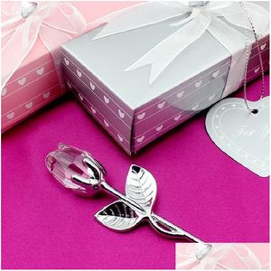 Party Favor Elegant Transparent / Red Long StemMed Crystal Glass Rose Fleurs artificielles Cadeau de baby shower Favors and Gifts Box DHZTM
