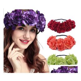 Party Favor Europe et les États-Unis New Christmas Hairdressing Bridal Holiday Simation Mticolor Rose Hair With Headdre Dh9Zk