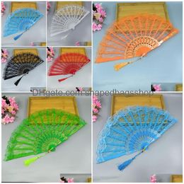 Party Favor Style européen Côtes en plastique Dentelle Lady Fan Pliant Main Danse Props 23cm 6 Couleurs Wb118 Drop Livraison Maison Jardin Festif Dh4Ma