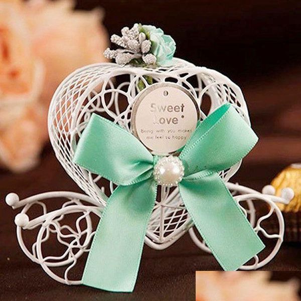 Party Favor Fer de style européen Petit chariot de Cendrillon Boîte de bonbons Baby Shower Love Heart Boîtes Décor Fournitures Za1303 Drop Livraison Ho Dhrpo