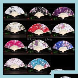 Party Favor Event Supplies Feestelijke Home Garden 15Styles Vintage Bamboo Fancy Folding Fan Hand Flower Chines Dhdi4 Drop Delivery DHDVR
