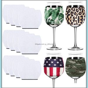 Fournitures d'événements pour cadeaux de fête, maison festive, jardin, produits vierges par sublimation, manchon en verre de vin, Sublimatio Dhb0X