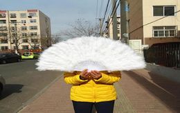 Party Favor Factory Direct S White Ladies Folded Turkije Feather Hand Fan hele handgemaakte fans voor Dance Wedding Decoration 6518134
