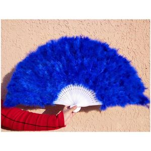 Favor de fiesta Ventas directas de fábrica Damas blancas dobladas Pluma de pavo Abanico de mano Abanicos hechos a mano al por mayor para la decoración de la boda de baile 41 Dh6Ue