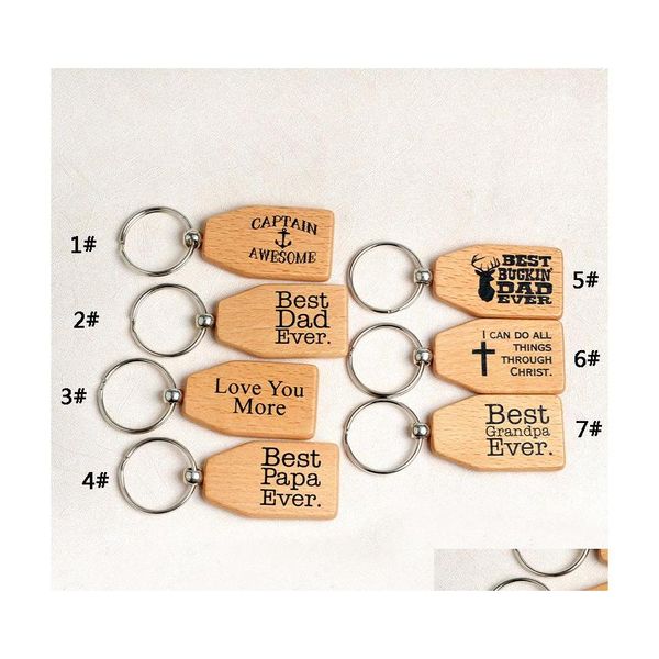 Party Favor Family Ever Porte-clés Papa Papa Grand-père Love You More Porte-clés en bois Porte-clés de voiture Bijoux Sac à main Pendentif Cadeau BC Dr Dh4Ki