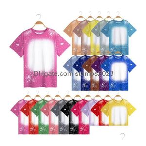 Party Favor Famille Correspondant Tenues Sublimation Blancs Blanchiment T-shirts Pour Bricolage Impression Po Vêtements Parent-Enfant T-shirt Anniversaire Te Dhvuz