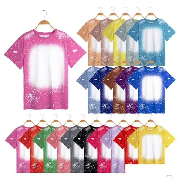 Party Favor Famille Correspondant Tenues Sublimation Blancs Blanchiment T-shirts Pour DIY Impression Po Vêtements Parent-Enfant T-shirt Anniversaire Te Dhsdq