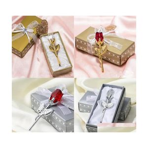 Party Favor Fashion Crystal Rose Favors Avec Colorf Box Party Baby Shower Souvenir Ornements Pour Invité Cadeaux De Mariage Romantique 61 P2 Dhdqa