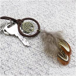 Party Favor Fashion Dream Catcher Key Holders With Feather Alloy gevlochten Dreamcatcher Keychiain Art Gift Keyring voor 2 9xr E19 Drop Dhxlw