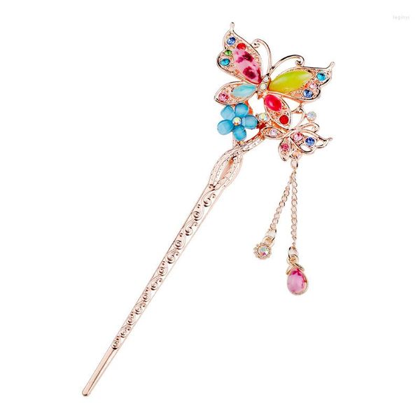 Party Favor Mode Métal Style traditionnel Bâton Gland Fleur Strass Papillon Cheveux Baguettes Épingle À Cheveux Accessoires Anciens