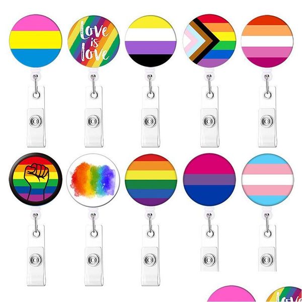 Insigne d'infirmière de mode de faveur de partie Creative Lgbt arc-en-ciel bureau carte de travail boucle suspendue peut être tourné à 360 degrés livraison directe à la maison Dhtq9