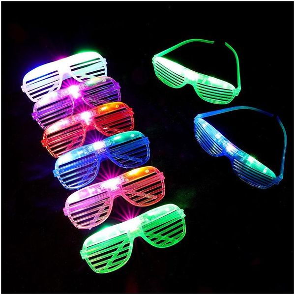 Favor de fiesta Persianas de moda Forma LED Gafas parpadeantes Iluminar juguetes para niños Suministros de Navidad Decoración Entrega de gota brillante Inicio OTO1Y