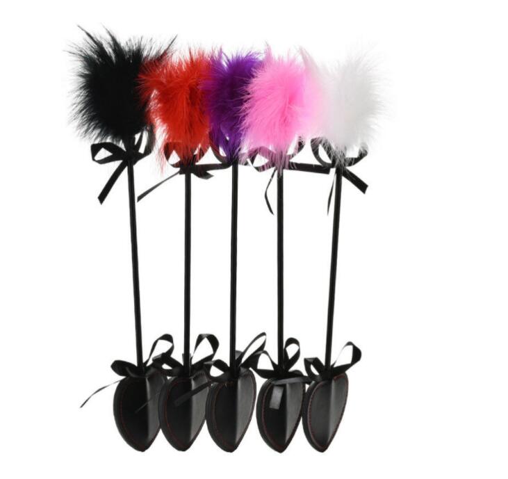 Party Favor Faux Leather Spanking Paddle Feather Whip Flirting Adult Fetish Sex Toys For Couples 5 Colors Wedding Decoration