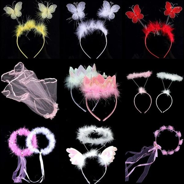 Party Favor Plume Ange Blanc Halo Papillon Bandeau Enfants Adulte Cosplay Anniversaire Lumineux Mariage Noël 2023