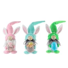 Party Favor Feestelijke Easter Rabbit Gnome Ornament Bunny Gonk Plush Faceless Doll Toys Spring Decoration for Desktop Kids Gifts Drop D Dhwef