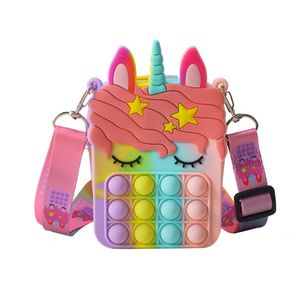 Party Favor Fidget Sensory Bubble Sac à bandoulière Doigt Push Phone Pouch Case Changement Porte-monnaie Décompression Jouets pour enfants Cadeaux de Noël