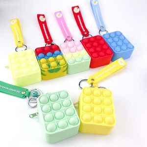 Partij Gunst Fidget Speelgoed Kleurrijke Siliconen Munt Portemonnee Sleutelhanger Bubble Music Relax Decompressy Toy Storage Kawaii Bag Hanger Gift