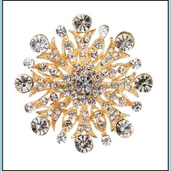 Favor de la fiesta FL Crystal Snowflake Broche Favor Fule Drinestone Flor Apliques Crafts Diy Decoración de bodas Accesorios para el cabello Joyas Maki Dhjsz