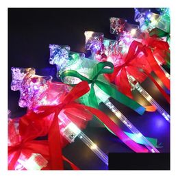 Favor de la fiesta Flatina parpadeante Light Up Star Princess Varita LED Super Clear Christmas Tree Forma Magic Glow Stick Rave Dress-Up Props Dr Dhza2