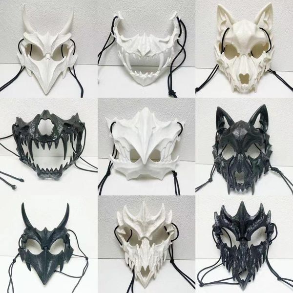 Party Favor Funny Demi-masque Dragon God Fierce Tiger Yasha Tengu Man Wolf Horror Ghost Festival Dress Up Happy Helloween Day