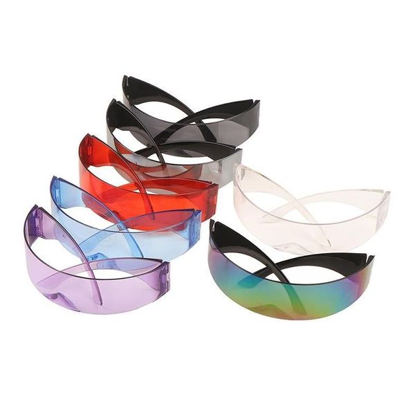 Party Favor Lunettes de soleil futuristes Miroir Objectif étroit Wrap Visière Robot Costume Lunettes plates Drop Livraison Maison Jardin Festive Supplie Dhuo7