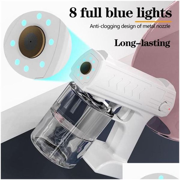 Party Favor Accessoires de jardin 500 ml Blue Light Wireless Nano Steam Atomizer Fogger Désinfection Pulvérisateur d'eau Hine Spray Guns295A D Otjoh