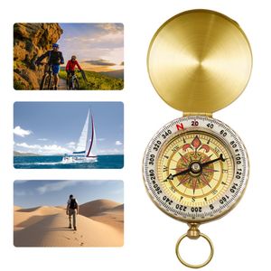 Fête Favor Gift Portable Brass Compass with Flip Cover North Compass Outdoor Travel Metal Luminous Pocket Watch Type DH662