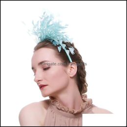 Party Favor Girl Feather Hair Hoop Party Head Band Wedding Classic Headwear Fashion verkopen met Blue Green Color 11DX J1 Drop Dhhh8i