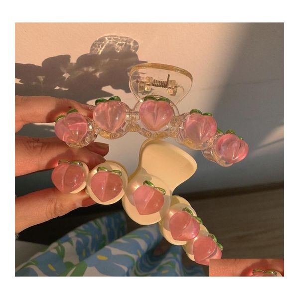 Party Favor Girl Transparent Pink Peach Clip Spring Soft Japanese Sweet Hairpin Shark Hair Accessories Drop Delivery Home Garden Fes Otwxz