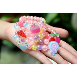 Party Favor Girls Bracelet Jewelry Kids Accessories Flower Princess Fruit Cartoon Diy Crystal Bangles voor Childern Gifts
