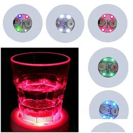 Feest gunst gloed in de Dark Led Cup Sticker Pad Mat Illuminate Bottle Light Coaster for Holiday Nightclub Bar Home Drop Delivery GA DHXPY