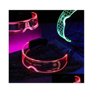 Party Favor Glowing Light Up Lunettes Clignotant Party Favor Punk LED Lunettes Lumineuses 7 Couleurs Changeantes Pour Club Dance Halloween Cospl Dhdjp