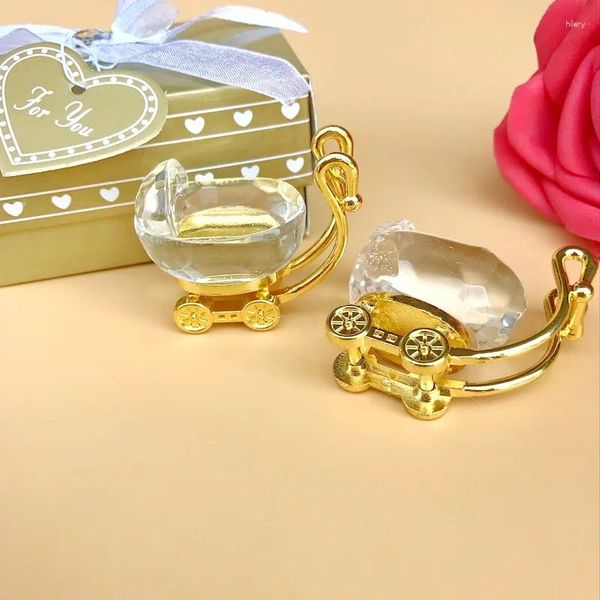 Party Favor Gold Crystal Landau avec boîte-cadeau emballage adorable ornement de bureau parfait pour la douche baptême anniversaire 1-PCS