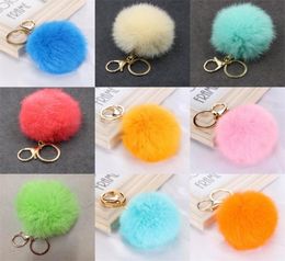 Party Favor Hairy Fur Ball Keychains Auto Key Holder Pom Keybuckle Lanyard Fashion Wallet Plush Keyring Pompoms Cute Charms Accesso1460441